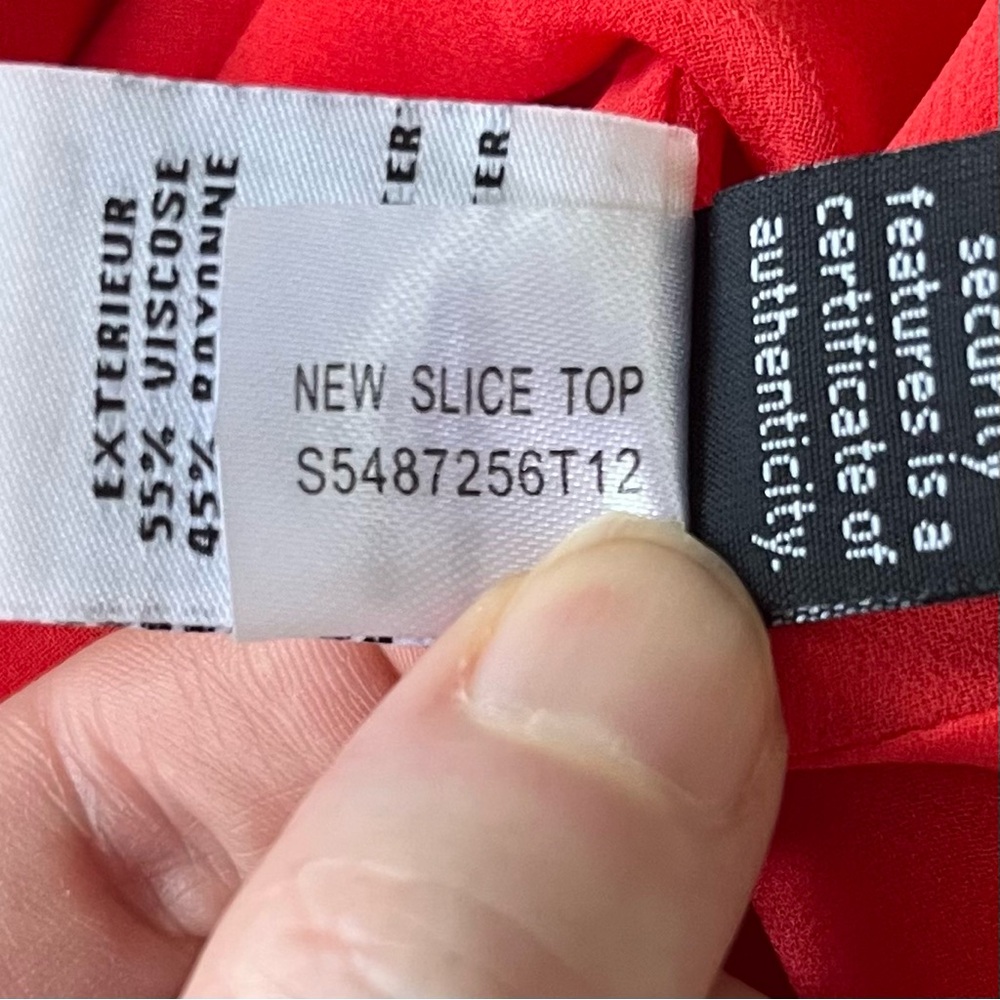 DVF Diane Von Furstenberg New Slice Pintuck Silk Top Blouse Orange Small Luxury - Picture 9 of 12